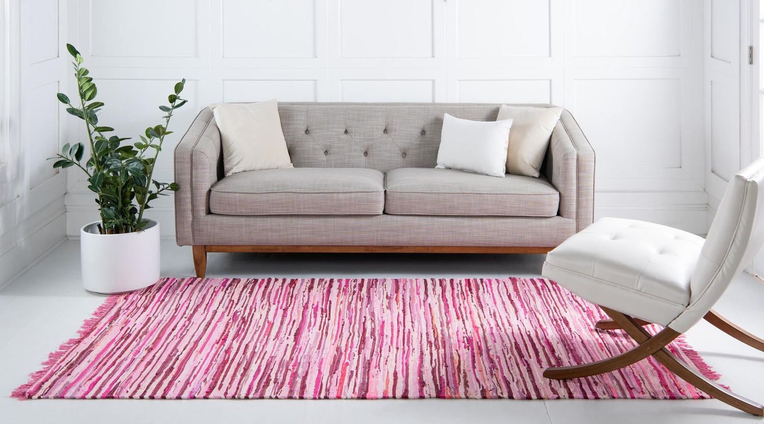 Pink 9' x 12' Chindi Cotton Rectangle Area Rug Interior Design Home Decor Carpet Mat for Sale at Rug Engine