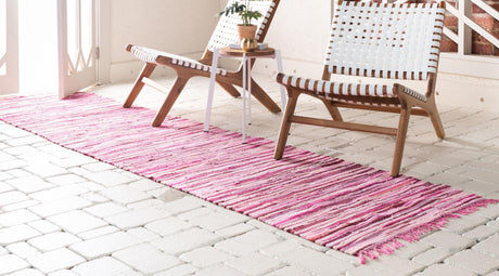 Pink 3' x 10' Chindi Cotton Runner Rug