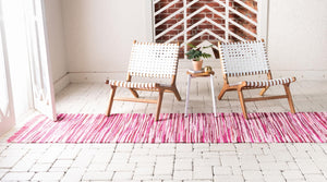 Pink 3' x 10' Chindi Cotton Runner Rug