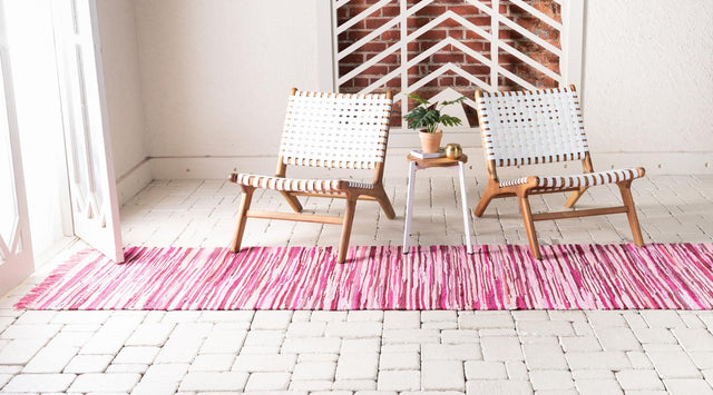 Pink 3' x 10' Chindi Cotton Runner Rug