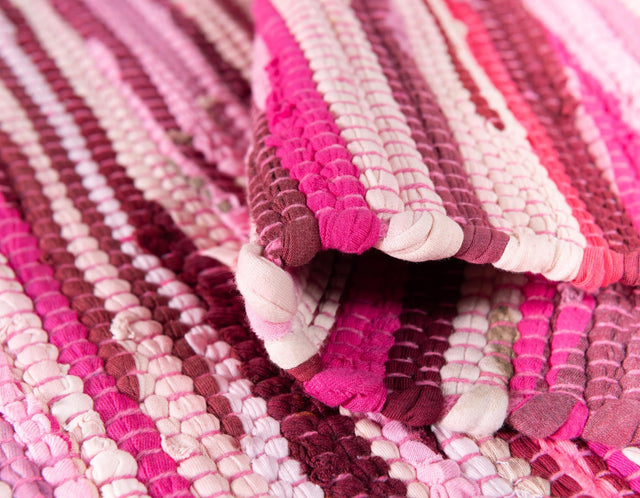 Pink 3' x 10' Chindi Cotton Runner Rug