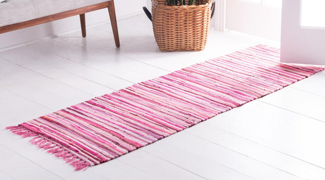 Pink 3' x 10' Chindi Cotton Runner Rug