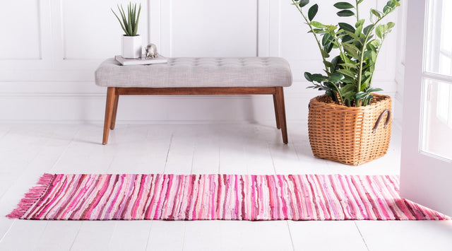 Pink 3' x 10' Chindi Cotton Runner Rug