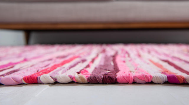Pink 3' x 10' Chindi Cotton Runner Rug
