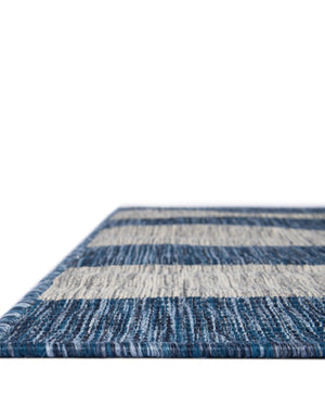 Blue 5' 3 x 7' 1 Outdoor Striped Rectangle Area Rug Weather Resistant for Patio, Deck, Terrace, Balcony, Porch Geometric Pattern Waterproof Carpet for Sale at Rug Engine