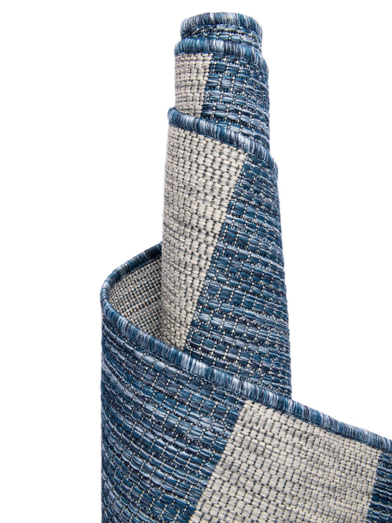 Blue 4' 1 x 6' 1 Outdoor Striped Rectangle Area Rug Weather Resistant for Patio, Deck, Terrace, Balcony, Porch Geometric Pattern Waterproof Carpet for Sale at Rug Engine