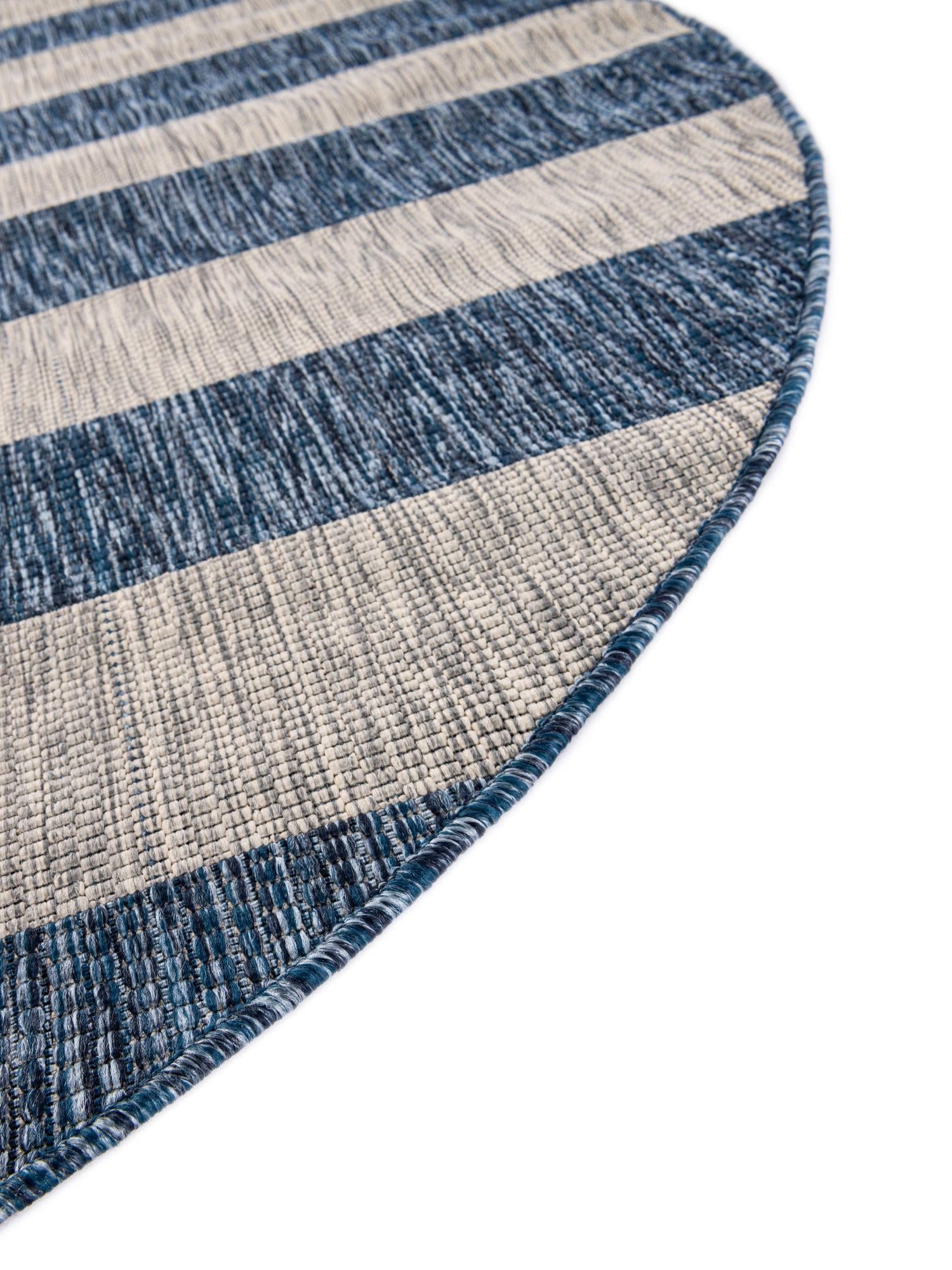 Blue 13' 1 x 13' 1 Outdoor Striped Round Area Rug Weather Resistant for Patio, Deck, Terrace, Balcony, Porch Geometric Pattern Waterproof Carpet for Sale at Rug Engine