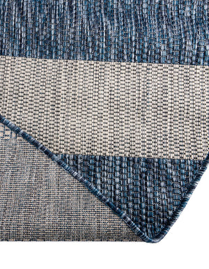 Blue 4' 1 x 4' 1 Outdoor Striped Round Area Rug Weather Resistant for Patio, Deck, Terrace, Balcony, Porch Geometric Pattern Waterproof Carpet for Sale at Rug Engine