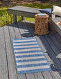 Blue 2' 7 x 10' Outdoor Striped Runner Area Rug Weather Resistant for Patio, Deck, Terrace, Balcony, Porch Geometric Pattern Waterproof Carpet for Sale at Rug Engine