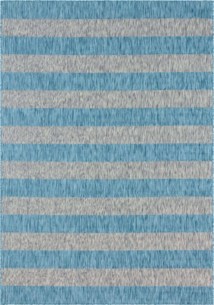 Light Aqua 7' 10 x 11' Outdoor Striped Rectangle Area Rug Weather Resistant for Patio, Deck, Terrace, Balcony, Porch Geometric Pattern Waterproof Carpet for Sale at Rug Engine