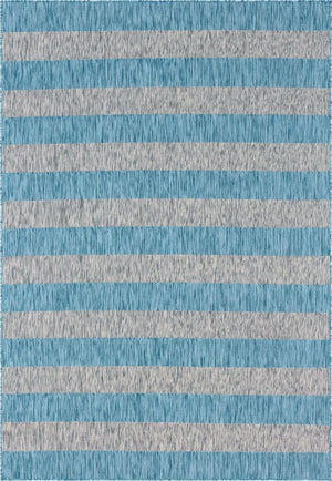 Light Aqua 7' 1 x 10' Outdoor Striped Rectangle Area Rug Weather Resistant for Patio, Deck, Terrace, Balcony, Porch Geometric Pattern Waterproof Carpet for Sale at Rug Engine