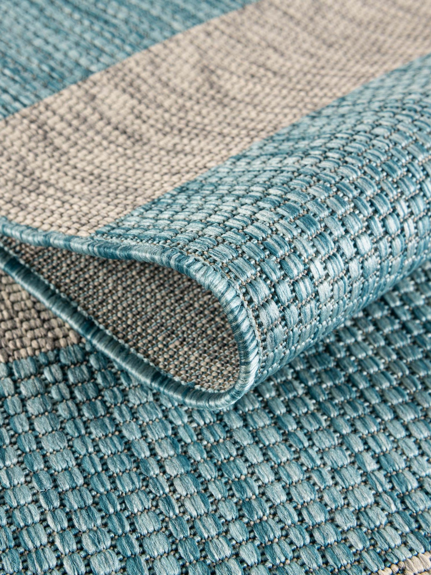 Light Aqua 6' 1 x 9' Outdoor Striped Rectangle Area Rug Weather Resistant for Patio, Deck, Terrace, Balcony, Porch Geometric Pattern Waterproof Carpet for Sale at Rug Engine