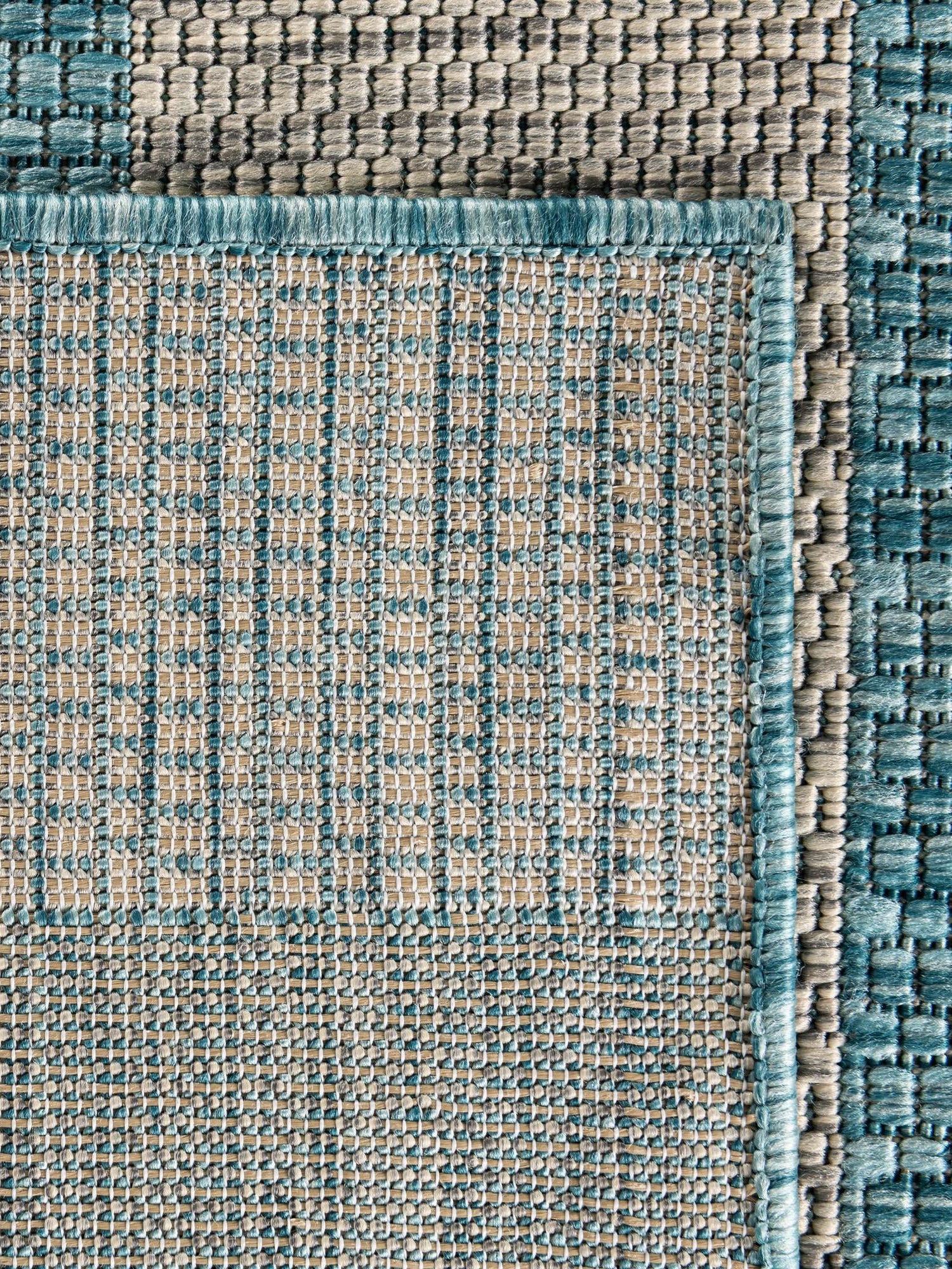 Light Aqua 6' 1 x 9' Outdoor Striped Rectangle Area Rug Weather Resistant for Patio, Deck, Terrace, Balcony, Porch Geometric Pattern Waterproof Carpet for Sale at Rug Engine