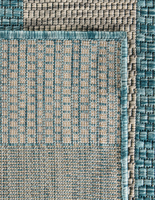 Light Aqua 6' 1 x 9' Outdoor Striped Rectangle Area Rug Weather Resistant for Patio, Deck, Terrace, Balcony, Porch Geometric Pattern Waterproof Carpet for Sale at Rug Engine