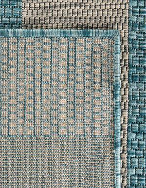 Light Aqua 7' 10 x 11' Outdoor Striped Rectangle Area Rug Weather Resistant for Patio, Deck, Terrace, Balcony, Porch Geometric Pattern Waterproof Carpet for Sale at Rug Engine