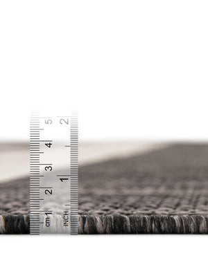 Charcoal Gray 9' x 12' Outdoor Striped Rectangle Rug