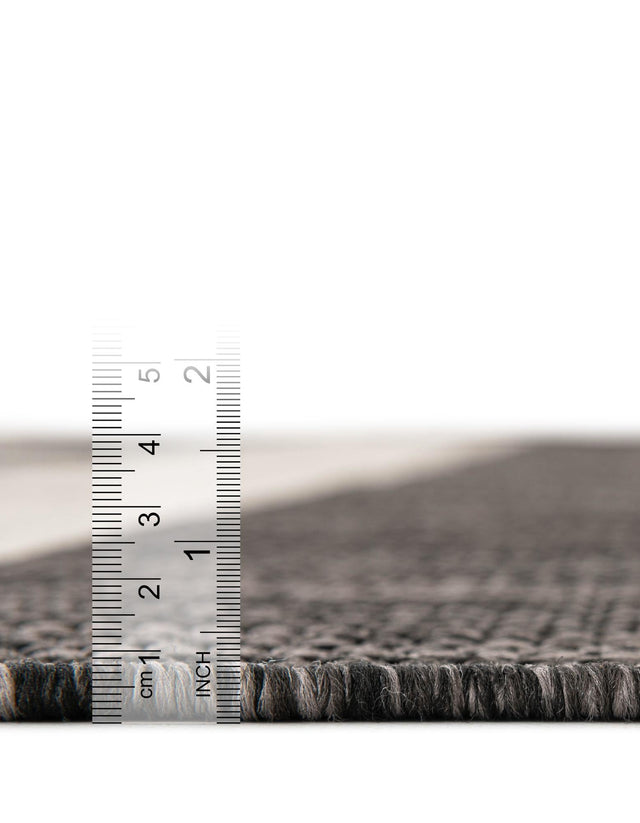 Charcoal Gray 9' x 12' Outdoor Striped Rectangle Rug