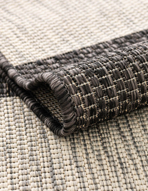 Charcoal Gray 9' x 12' Outdoor Striped Rectangle Rug
