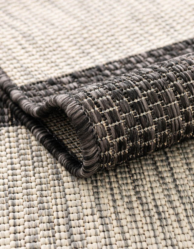 Charcoal Gray 9' x 12' Outdoor Striped Rectangle Rug