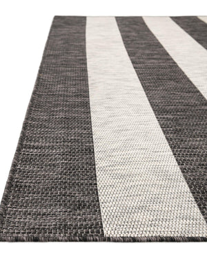 Charcoal Gray 9' x 12' Outdoor Striped Rectangle Rug