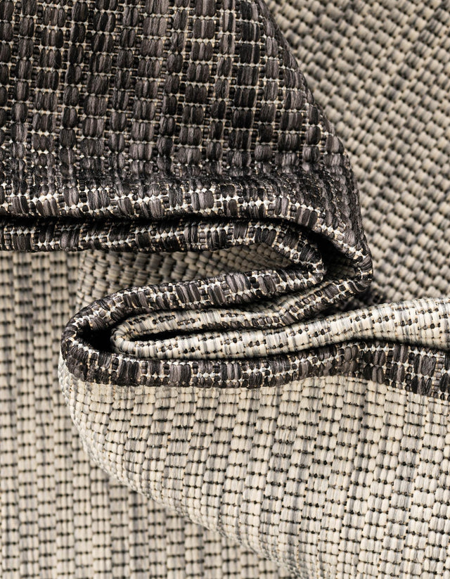 Charcoal Gray 9' x 12' Outdoor Striped Rectangle Rug