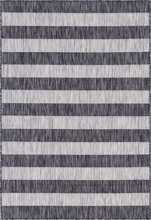 Charcoal Gray 4' 1 x 6' 1 Outdoor Striped Rectangle Area Rug Weather Resistant for Patio, Deck, Terrace, Balcony, Porch Geometric Pattern Waterproof Carpet for Sale at Rug Engine