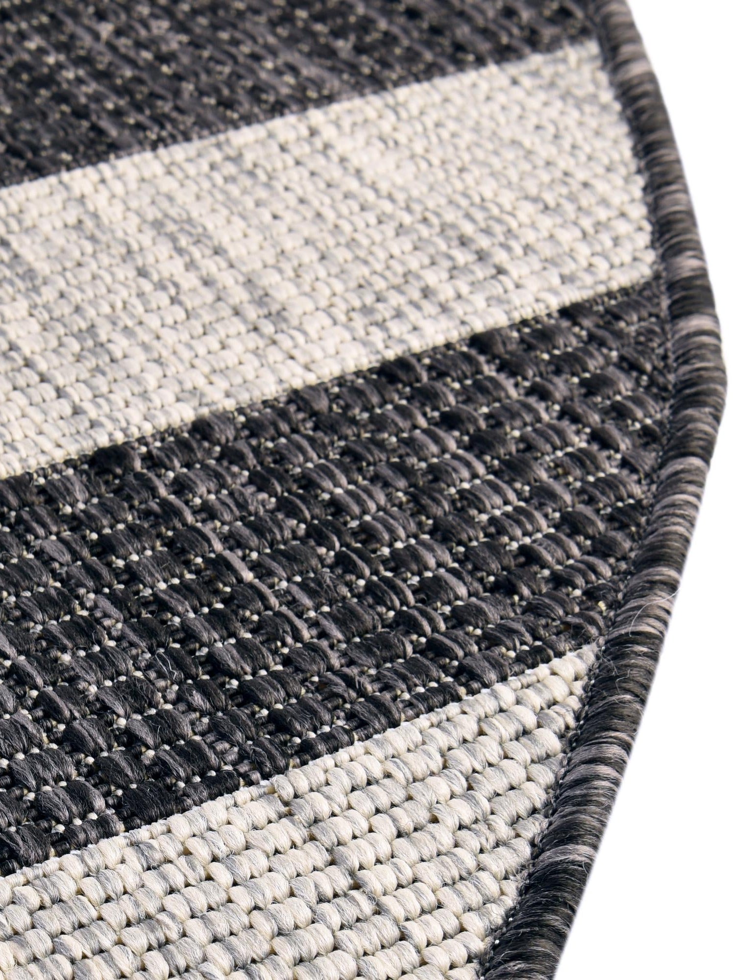 Charcoal Gray 10' 8 x 10' 8 Outdoor Striped Round Area Rug Weather Resistant for Patio, Deck, Terrace, Balcony, Porch Geometric Pattern Waterproof Carpet for Sale at Rug Engine