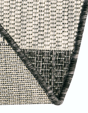 Charcoal Gray 4' 1 x 4' 1 Outdoor Striped Round Area Rug Weather Resistant for Patio, Deck, Terrace, Balcony, Porch Geometric Pattern Waterproof Carpet for Sale at Rug Engine