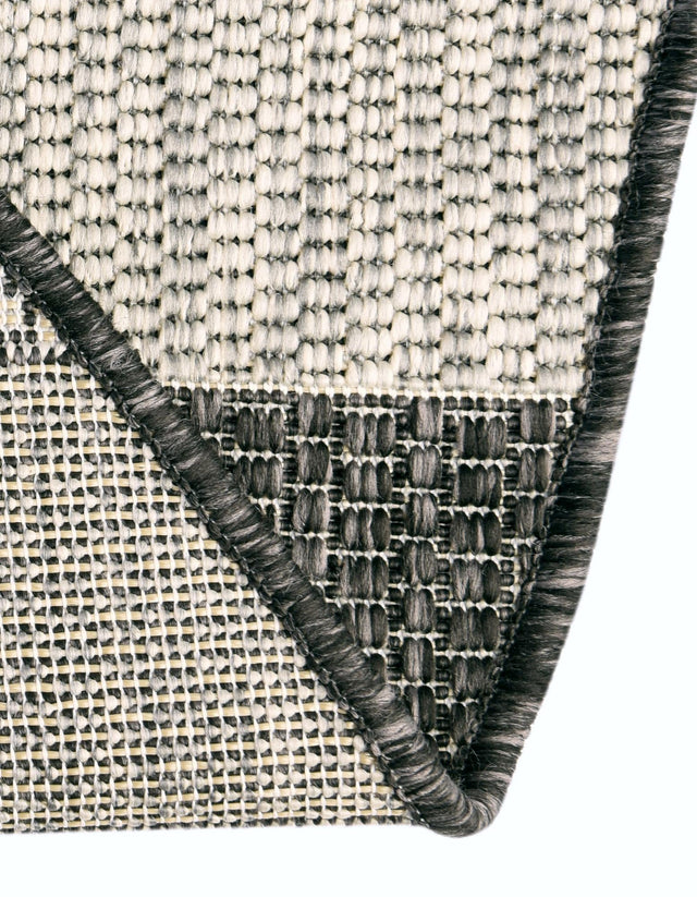Charcoal Gray 4' 1 x 4' 1 Outdoor Striped Round Area Rug Weather Resistant for Patio, Deck, Terrace, Balcony, Porch Geometric Pattern Waterproof Carpet for Sale at Rug Engine