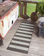 Charcoal Gray 2' x 6' 1 Outdoor Striped Runner Area Rug Weather Resistant for Patio, Deck, Terrace, Balcony, Porch Geometric Pattern Waterproof Carpet for Sale at Rug Engine