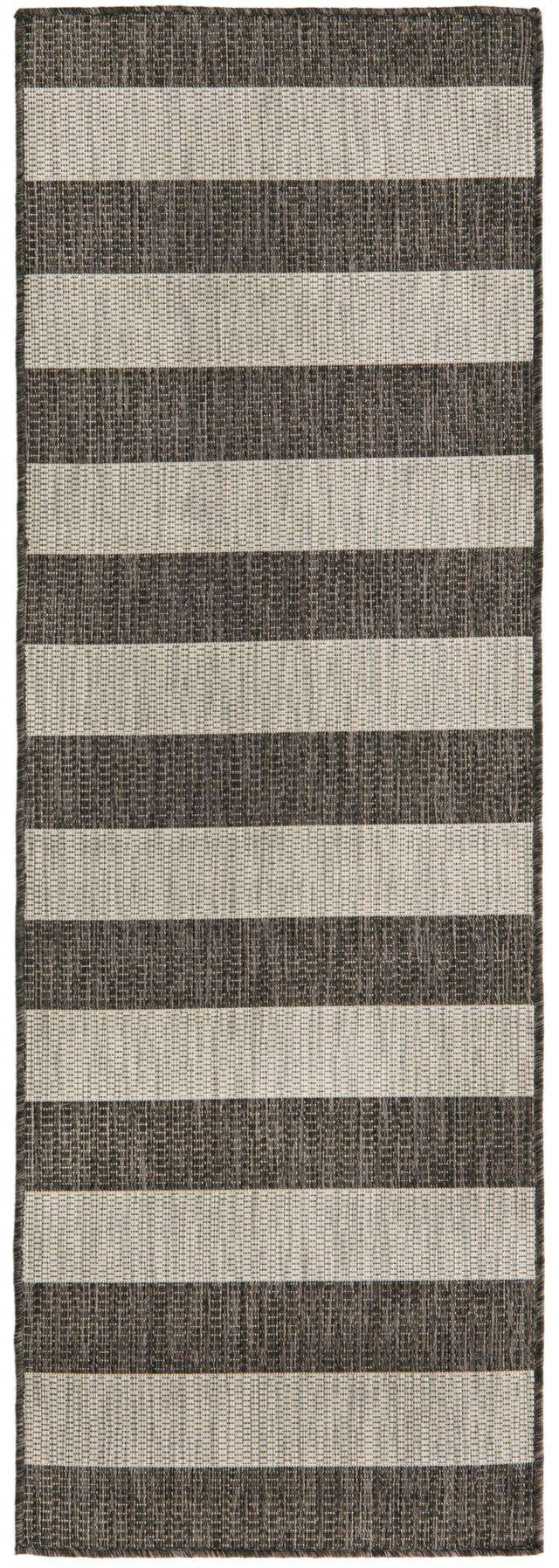 Charcoal Gray 2' x 6' 1 Outdoor Striped Runner Area Rug Weather Resistant for Patio, Deck, Terrace, Balcony, Porch Geometric Pattern Waterproof Carpet for Sale at Rug Engine