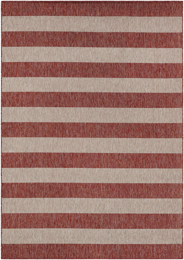 Rust Red 7' 1 x 10' Outdoor Striped Rectangle Area Rug Weather Resistant for Patio, Deck, Terrace, Balcony, Porch Geometric Pattern Waterproof Carpet for Sale at Rug Engine