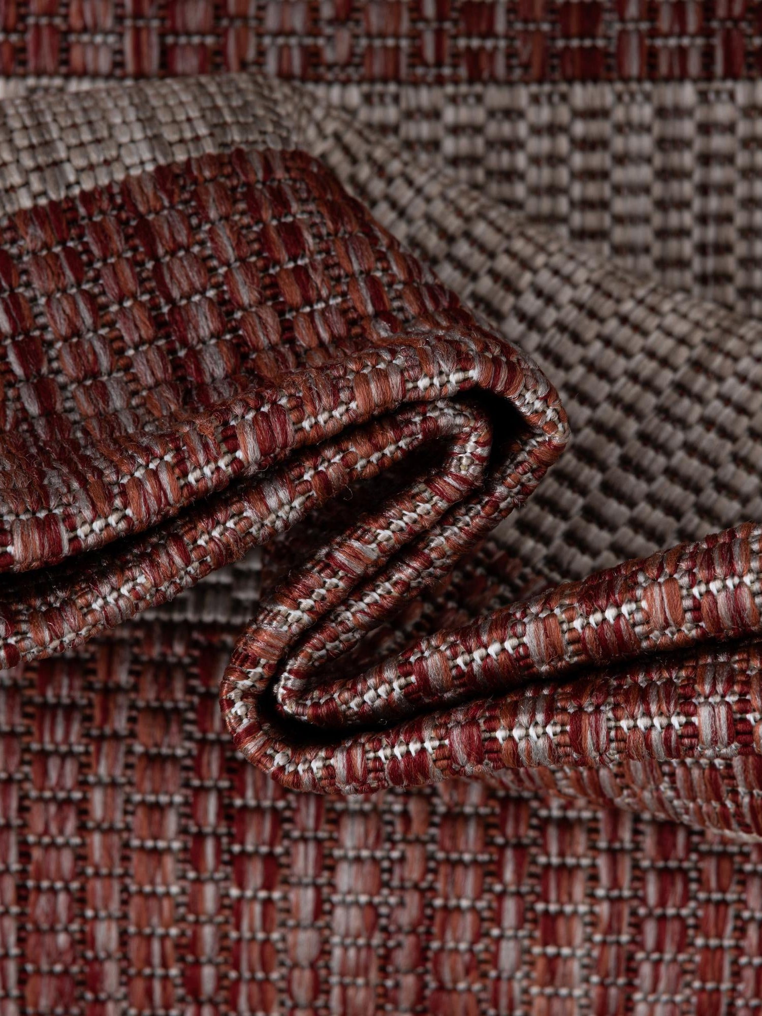 Rust Red 9' x 12' Outdoor Striped Rectangle Area Rug Weather Resistant for Patio, Deck, Terrace, Balcony, Porch Geometric Pattern Waterproof Carpet for Sale at Rug Engine