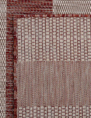 Rust Red 7' 10 x 11' Outdoor Striped Rectangle Area Rug Weather Resistant for Patio, Deck, Terrace, Balcony, Porch Geometric Pattern Waterproof Carpet for Sale at Rug Engine