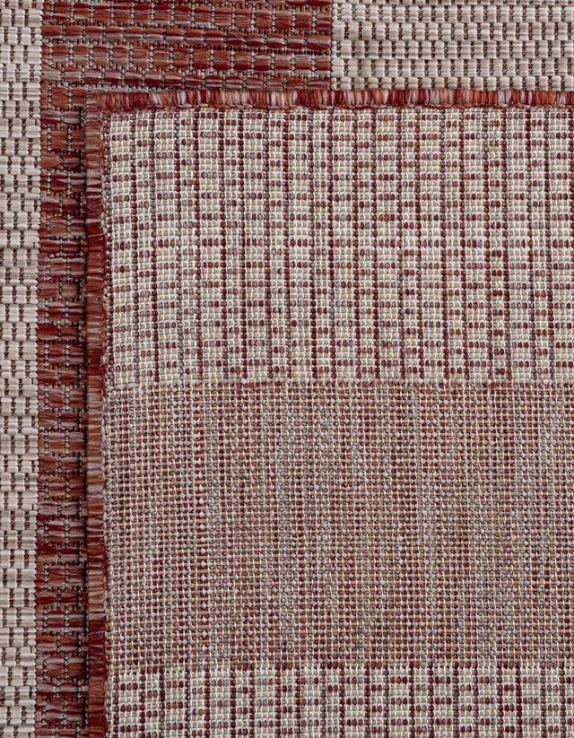 Rust Red 4' 1 x 6' 1 Outdoor Striped Rectangle Area Rug Weather Resistant for Patio, Deck, Terrace, Balcony, Porch Geometric Pattern Waterproof Carpet for Sale at Rug Engine