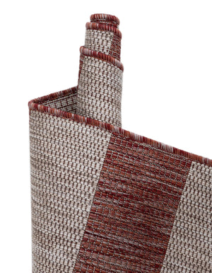 Rust Red 4' 1 x 6' 1 Outdoor Striped Rectangle Area Rug Weather Resistant for Patio, Deck, Terrace, Balcony, Porch Geometric Pattern Waterproof Carpet for Sale at Rug Engine