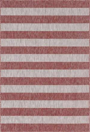 Rust Red 4' 1 x 6' 1 Outdoor Striped Rectangle Area Rug Weather Resistant for Patio, Deck, Terrace, Balcony, Porch Geometric Pattern Waterproof Carpet for Sale at Rug Engine