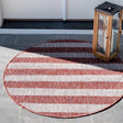 Rust Red 5' 3 x 5' 3 Outdoor Striped Round Area Rug Weather Resistant for Patio, Deck, Terrace, Balcony, Porch Geometric Pattern Waterproof Carpet for Sale at Rug Engine