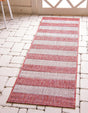 Rust Red 2' 7 x 10' Outdoor Striped Runner Area Rug Weather Resistant for Patio, Deck, Terrace, Balcony, Porch Geometric Pattern Waterproof Carpet for Sale at Rug Engine