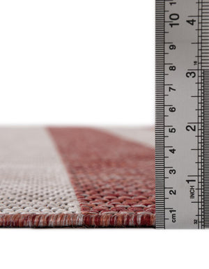 Rust Red 2' x 6' 1 Outdoor Striped Runner Area Rug Weather Resistant for Patio, Deck, Terrace, Balcony, Porch