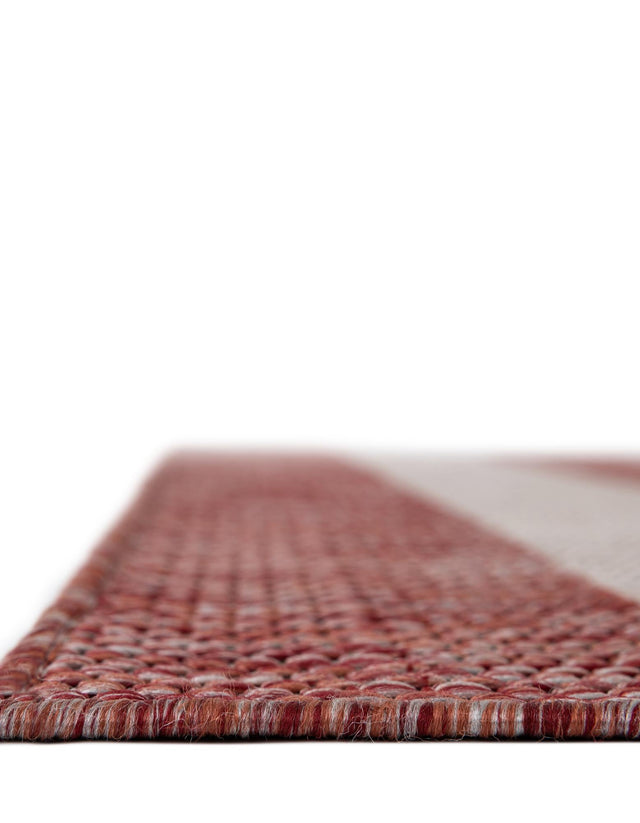 Rust Red 2' x 6' 1 Outdoor Striped Runner Area Rug Weather Resistant for Patio, Deck, Terrace, Balcony, Porch