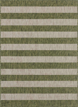 Green 7' 10 x 11' Outdoor Striped Rectangle Area Rug Weather Resistant for Patio, Deck, Terrace, Balcony, Porch Geometric Pattern Waterproof Carpet for Sale at Rug Engine