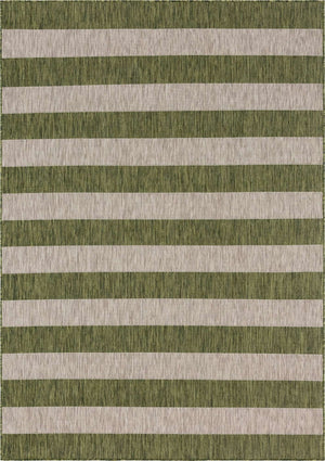 Green 7' 1 x 10' Outdoor Striped Rectangle Area Rug Weather Resistant for Patio, Deck, Terrace, Balcony, Porch Geometric Pattern Waterproof Carpet for Sale at Rug Engine