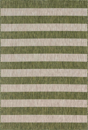 Green 6' 1 x 9' Outdoor Striped Rectangle Area Rug Weather Resistant for Patio, Deck, Terrace, Balcony, Porch Geometric Pattern Waterproof Carpet for Sale at Rug Engine