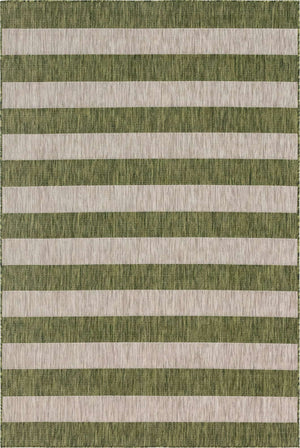 Green 4' 1 x 6' 1 Outdoor Striped Rectangle Area Rug Weather Resistant for Patio, Deck, Terrace, Balcony, Porch Geometric Pattern Waterproof Carpet for Sale at Rug Engine