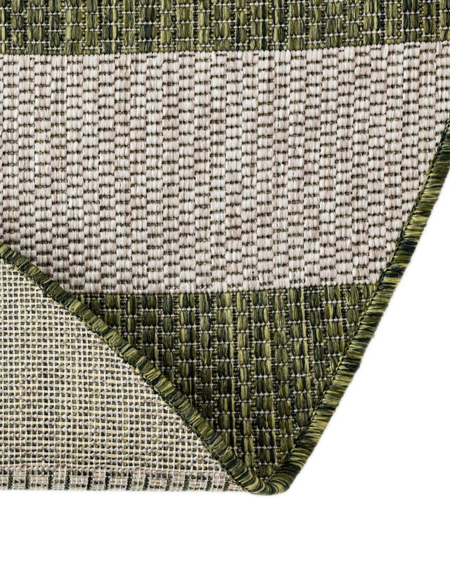 Green 6' 1 x 6' 1 Outdoor Striped Round Area Rug Weather Resistant for Patio, Deck, Terrace, Balcony, Porch Geometric Pattern Waterproof Carpet for Sale at Rug Engine