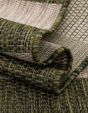 Green 6' 1 x 6' 1 Outdoor Striped Round Area Rug Weather Resistant for Patio, Deck, Terrace, Balcony, Porch Geometric Pattern Waterproof Carpet for Sale at Rug Engine