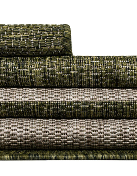 Green 6' 1 x 6' 1 Outdoor Striped Round Area Rug Weather Resistant for Patio, Deck, Terrace, Balcony, Porch Geometric Pattern Waterproof Carpet for Sale at Rug Engine