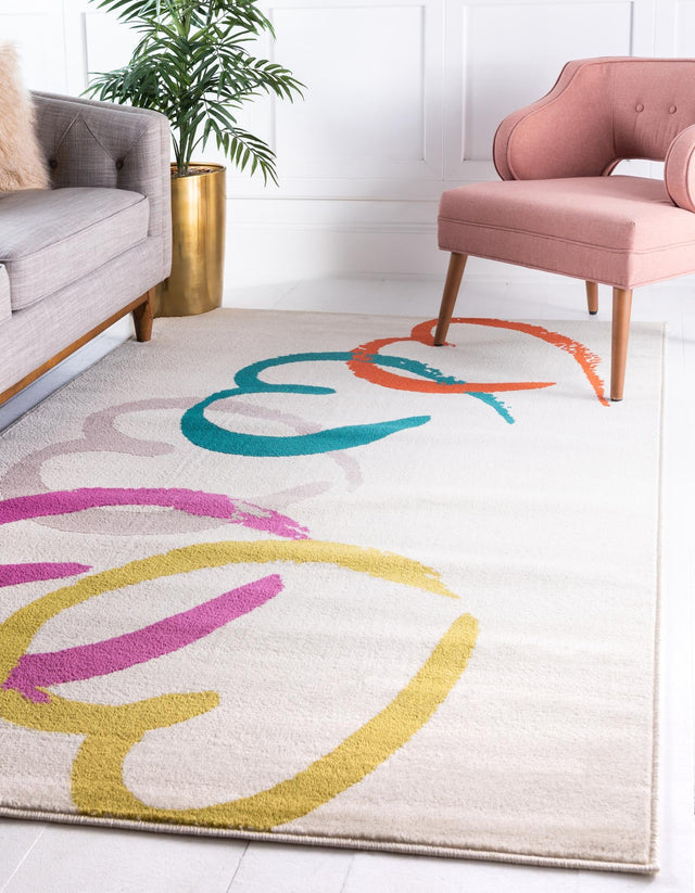 White 1' 8 x 1' 8 Open Hearts Sample Area Rug 100% Polypropylene Colorful Vivid Modern Abstract Carpet for Interior Home Decor for Sale at Rug Engine