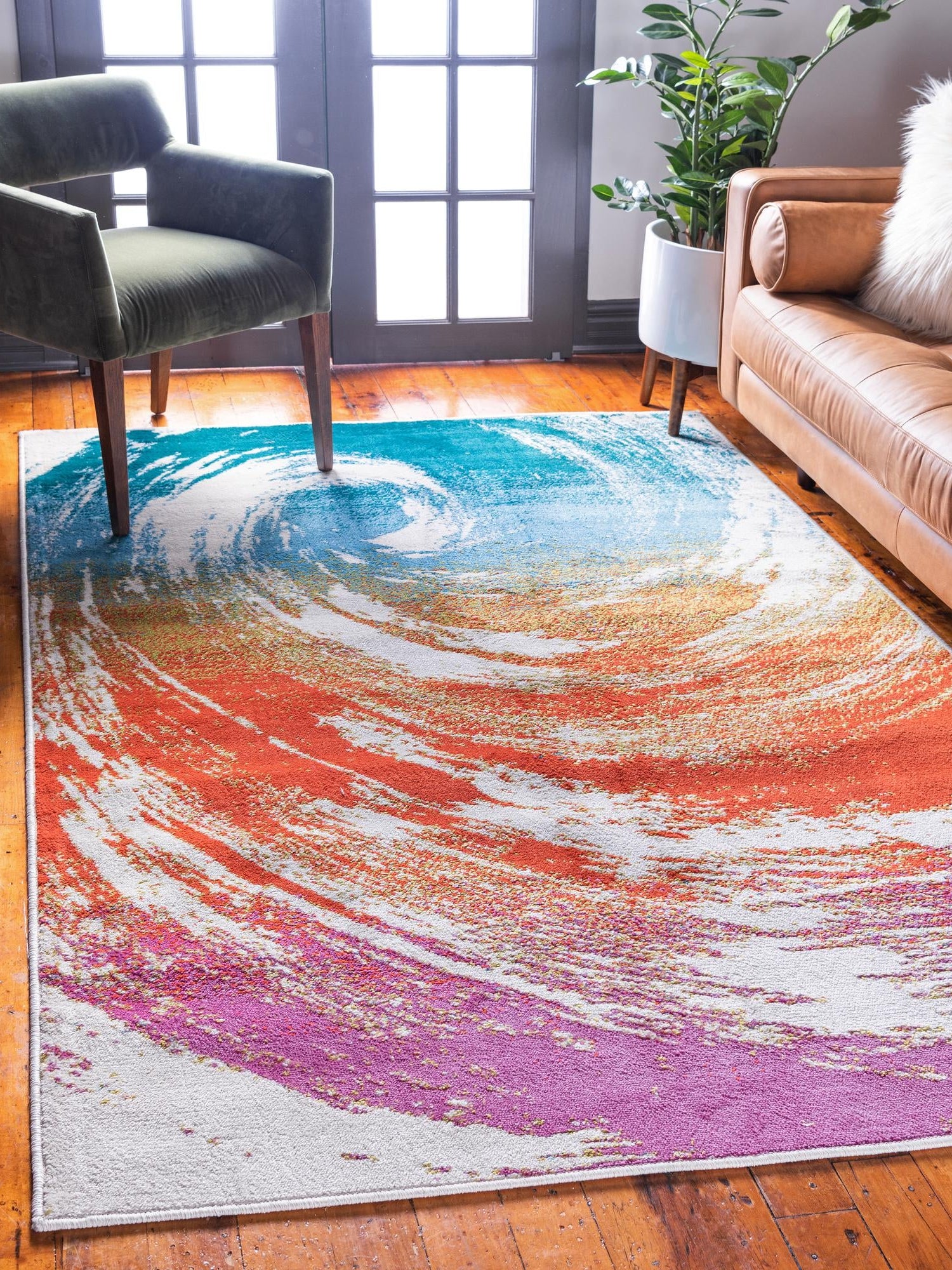 Multicolor 4' x 6' Open Hearts Rectangle Area Rug 100% Polypropylene Colorful Vivid Modern Abstract Carpet for Interior Home Decor for Sale at Rug Engine